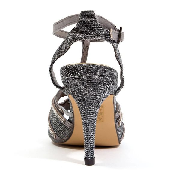 Lady Couture women\'s Glitter Ankle Strap Stiletto Sandal, Pewter EU38 main image 3